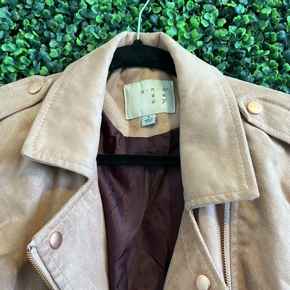 A New Day Size L Rose Pink Blush Pink Faux Suede Biker Jacket - Picture 2 of 6